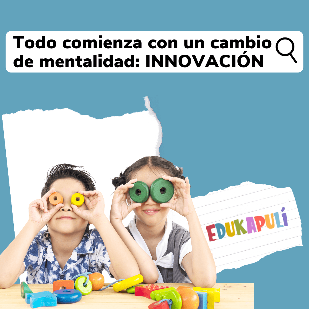 niña y niño usando bloques como lentes