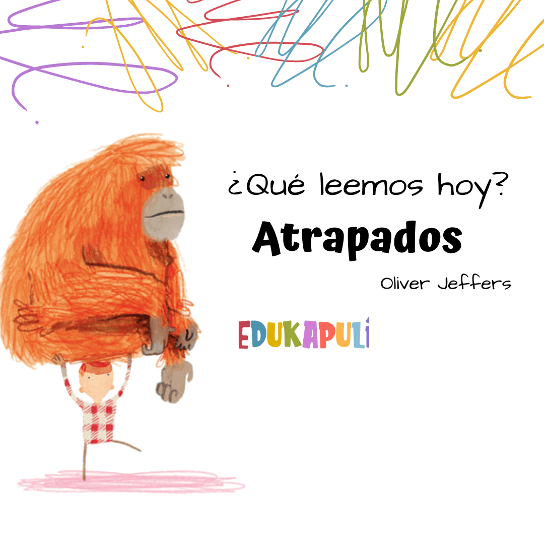 ilustración del libro Atrapados niño alzando en sus